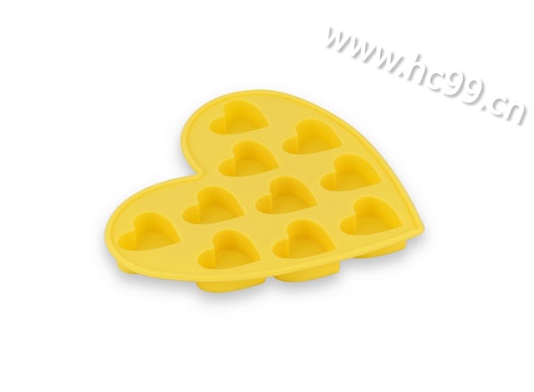 黄色心形硅胶冰格