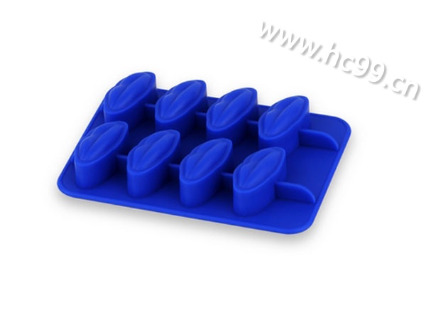 蓝色嘴唇形硅胶冰块模