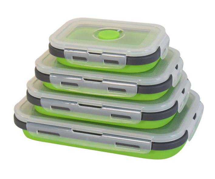 便携单格硅胶折叠饭盒